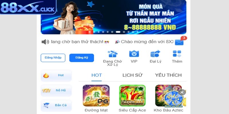 Thực hiện việc đăng nhập 88XX thông qua đường link chính thống